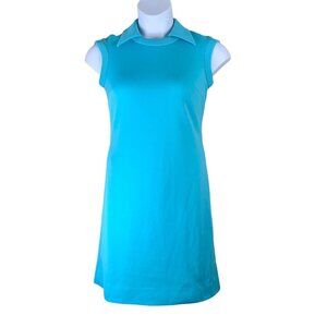 Vintage Dress Blue Collared Sheath Go Go Dress Size Small Medium Butte Knit